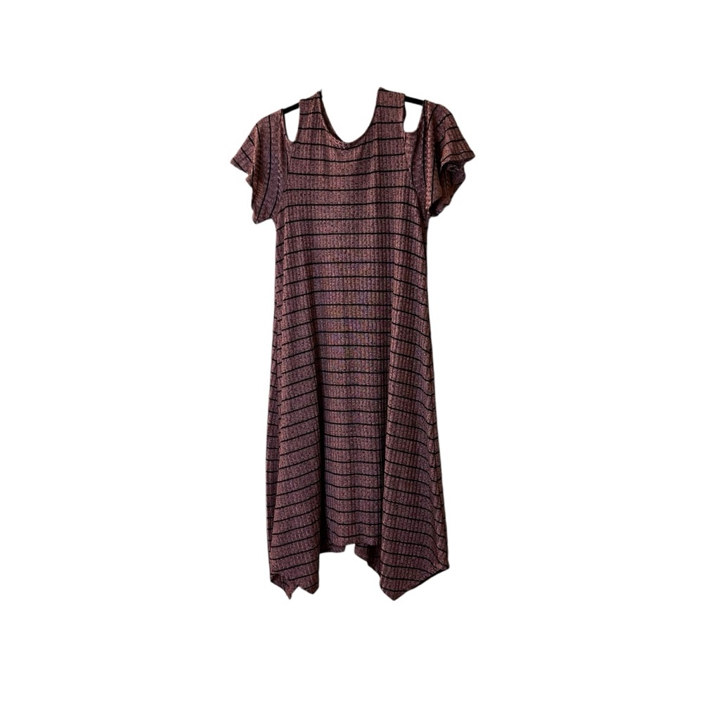 Apt. 9 Cold Shoulder Striped Handkerchief Dress Sz M